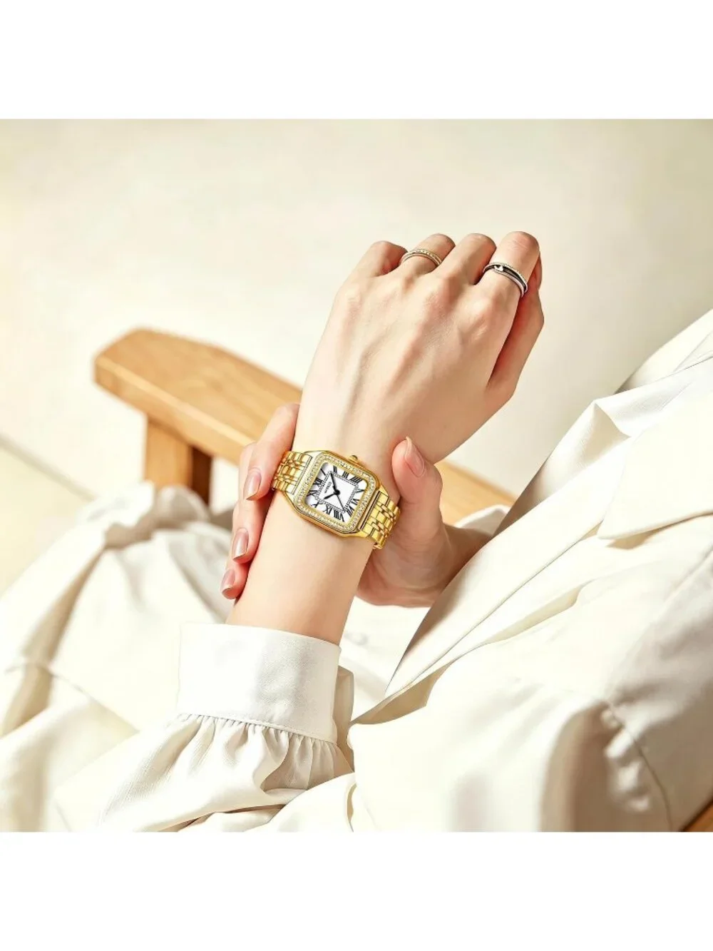 Women's All Gold Luxury Minimalist Roman Numeral Casual Dial Classic Wrist Watch